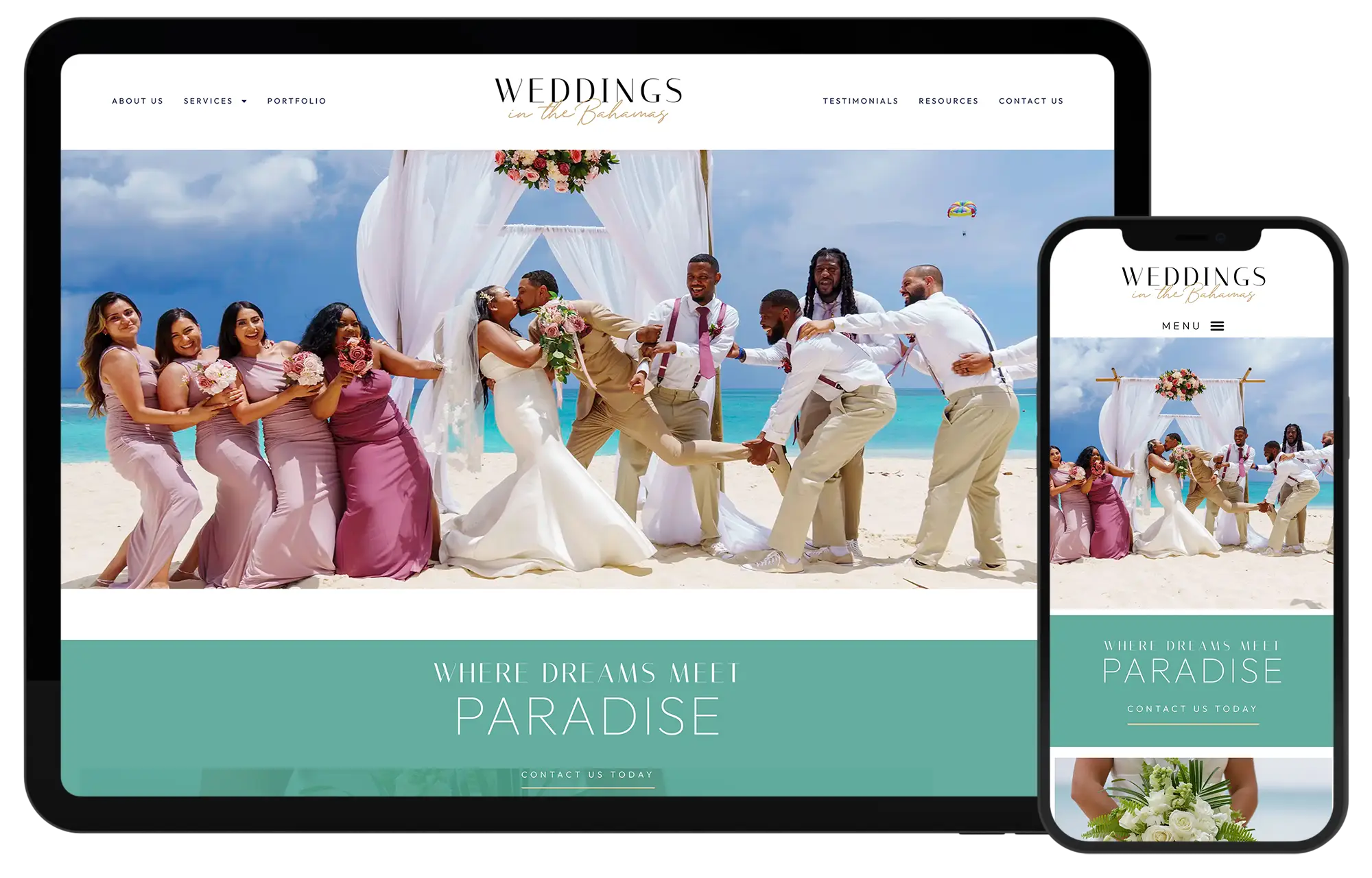 Screenshot of Weddings in the Bahamas website