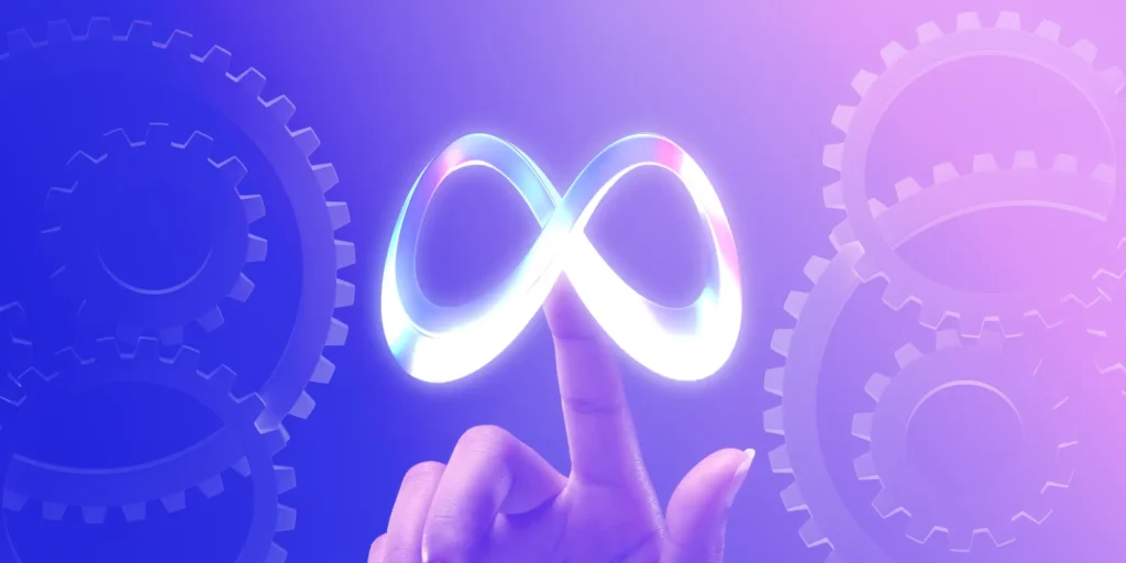 finger touching Meta logo