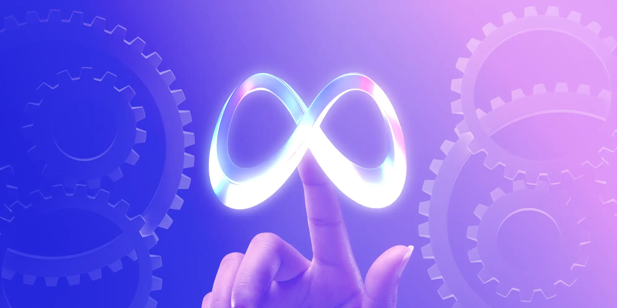 finger touching Meta logo
