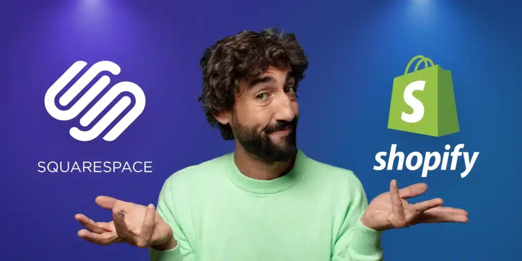 A man considering Squarespace vs. Shopify