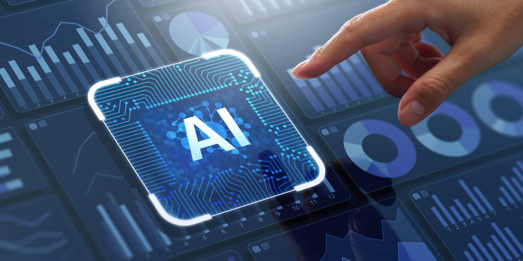 finger about to push an "AI" button