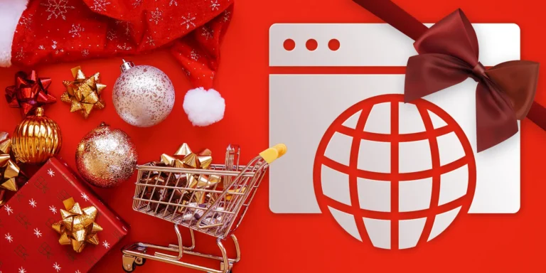 festive graphic that represents holiday shopping and eCommerce