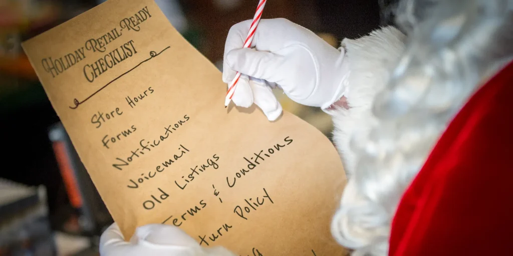 Santa with a retail marketing checklist