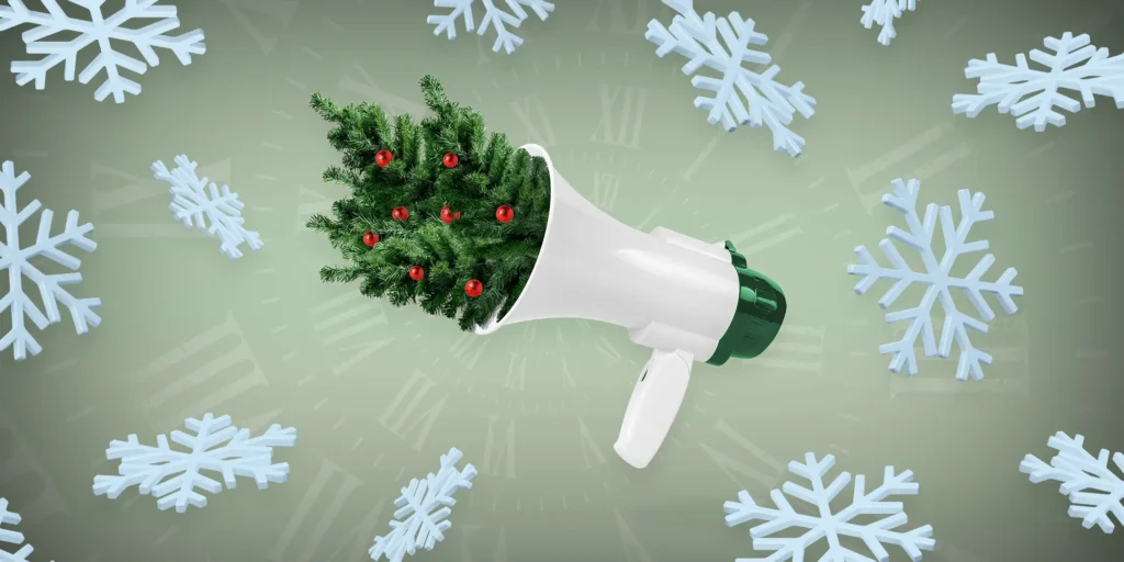 megaphone with Christmas accents