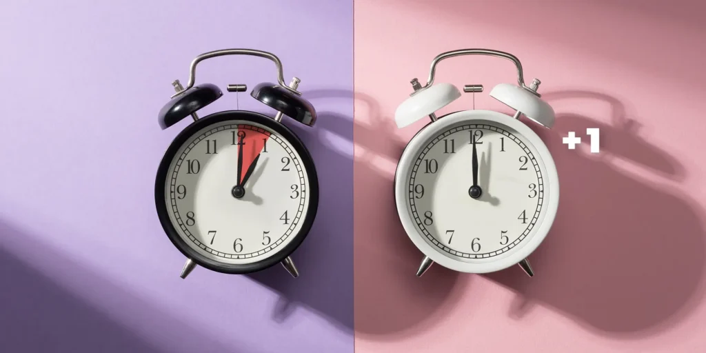 two alarm clocks for Daylight Saving theme
