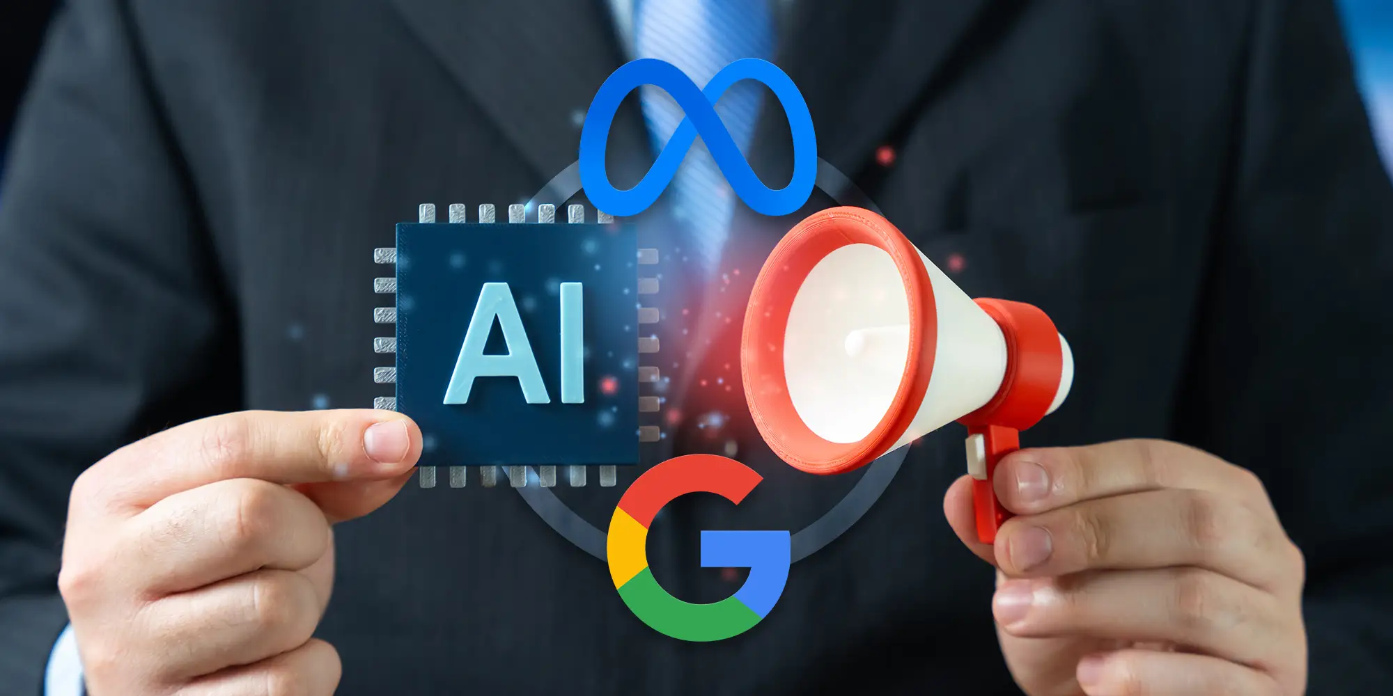 Graphic with AI, Google Ads, and Meta Ads