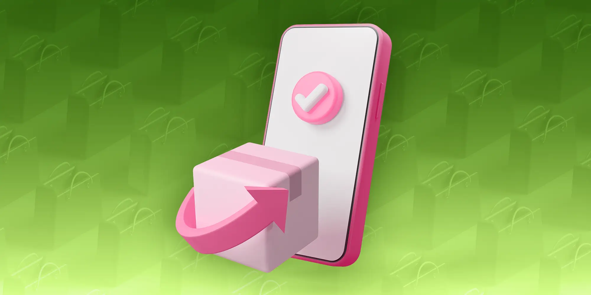 a package and mobile phone screen representing return policies